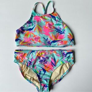 Lands End 2pc Floral Swimsuit Girls Size 12